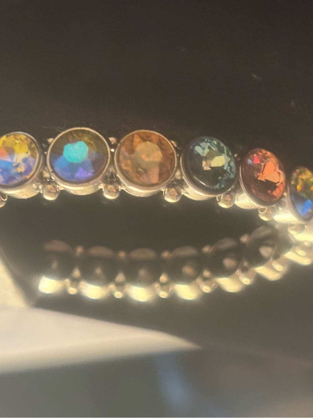 Silver-Tone Multicolor Crystal Bracelet - Women Jewelry
